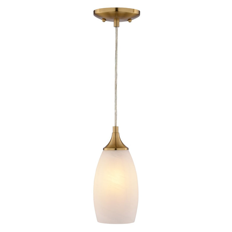 Vaxcel Milano 4.75" 1 Lt Mini Pendant Alabaster Glass/Muted Brass - P0451