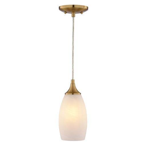 Vaxcel Milano 4.75" 1 Lt Mini Pendant Alabaster Glass/Muted Brass - P0451