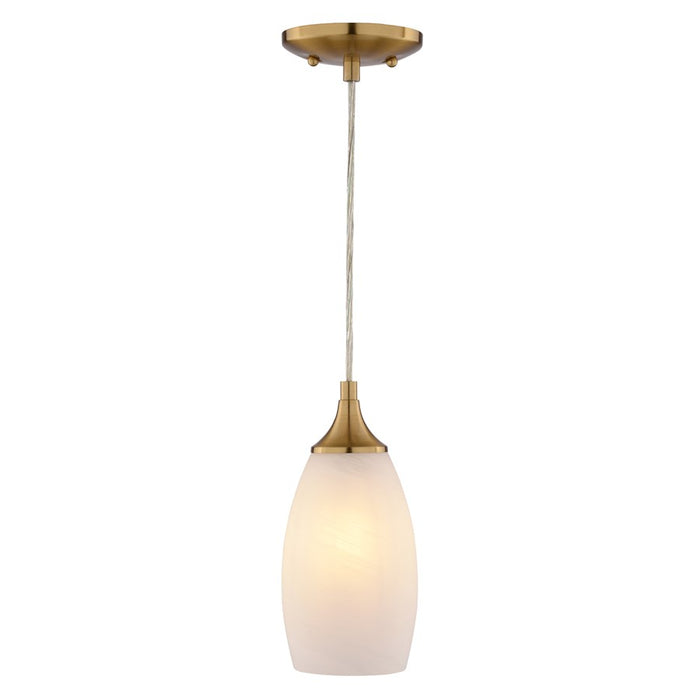 Vaxcel Milano 4.75" 1 Lt Mini Pendant Alabaster Glass/Muted Brass - P0451