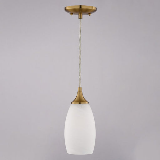 Vaxcel Milano 4.75" 1 Lt Mini Pendant Alabaster Glass/Muted Brass