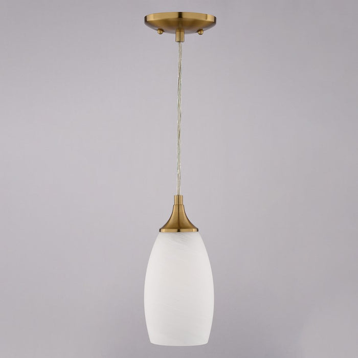 Vaxcel Milano 4.75" 1 Lt Mini Pendant Alabaster Glass/Muted Brass