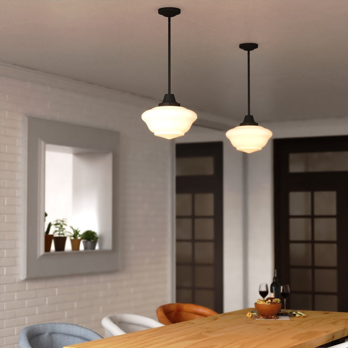 Vaxcel Eastgate 12" 1 Lt Pendant, Matte Black