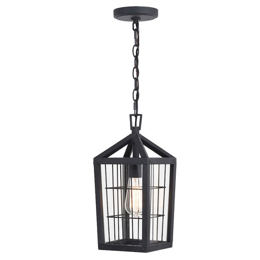 Vaxcel Gage 1 Light 7" Outdoor Pendant, Volcanic Black/Clear