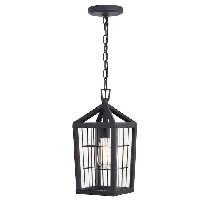 Vaxcel Gage 1 Light 7" Outdoor Pendant, Volcanic Black/Clear