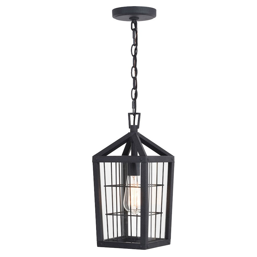 Vaxcel Gage 1 Light 7" Outdoor Pendant, Volcanic Black/Clear