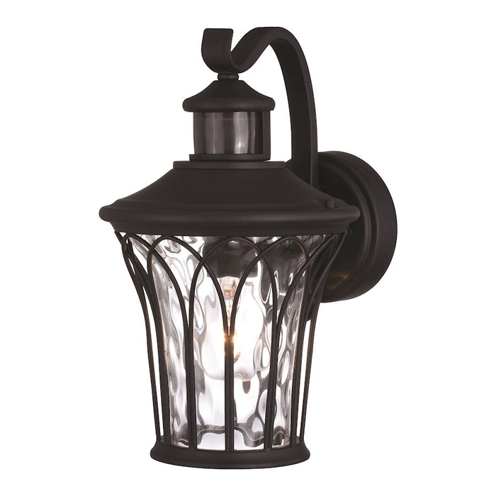 Vaxcel Abigail 1 Light 7.5" Outdoor Motion Sensor Wall Light, BK/Clear