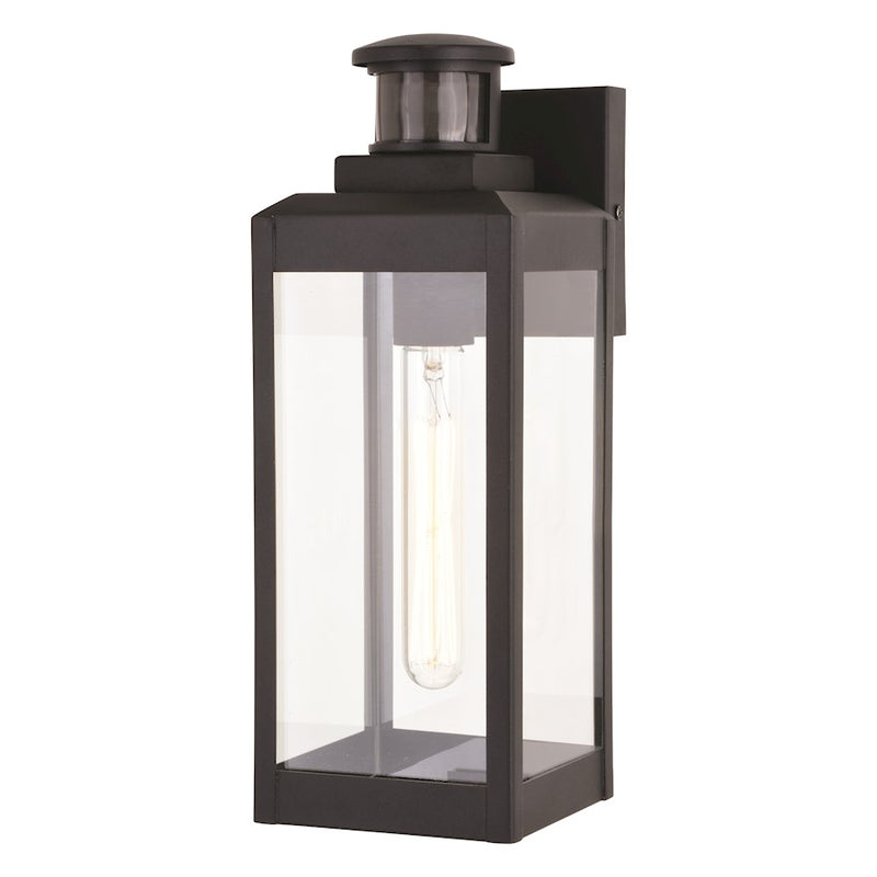 Vaxcel Kinzie 1 Light 5" Outdoor Motion Sensor Wall Light, Black/Clear