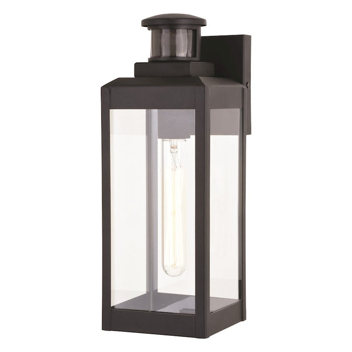 Vaxcel Kinzie 1 Light 5" Outdoor Motion Sensor Wall Light, Black/Clear