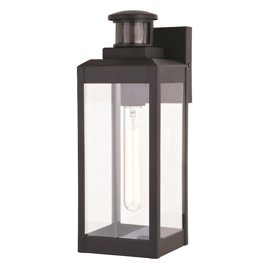 Vaxcel Kinzie 1 Light 5" Outdoor Motion Sensor Wall Light, Black/Clear