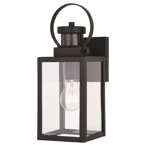 Vaxcel Medinah 1 Light 5" Outdoor Motion Sensor Wall Light, Black/Clear