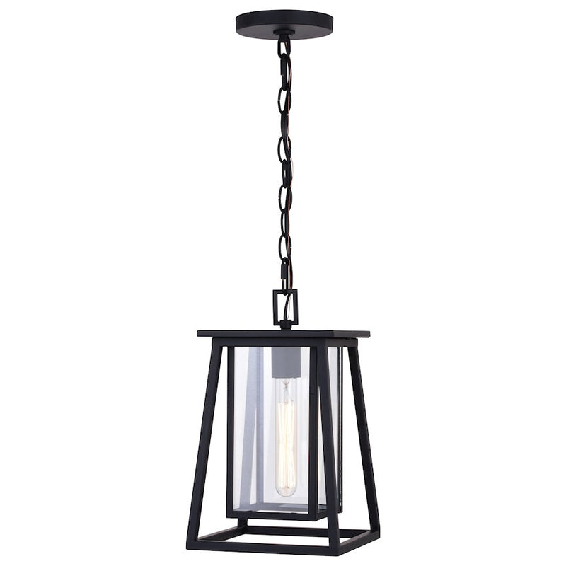 Vaxcel Blackwell 1 Light 8" Outdoor Pendant, Matte Black/Clear