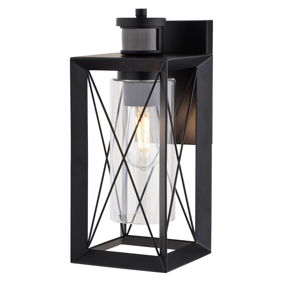 Vaxcel Milton Dualux 6"W Outdoor Motion Sensor Wall Light, Black/Clear - T0762