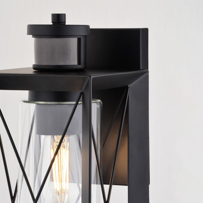 Vaxcel Milton Dualux 6"W Outdoor Motion Sensor Wall Light, Black/Clear