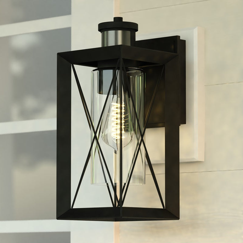 Vaxcel Milton Dualux 6"W Outdoor Motion Sensor Wall Light, Black/Clear