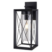 Vaxcel Milton 1 Light 7"W Outdoor Wall Light, Matte Black/Clear Glass - T0763