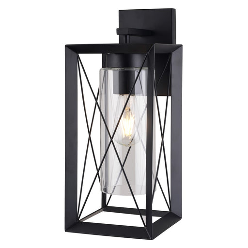 Vaxcel Milton 1 Light 7"W Outdoor Wall Light, Matte Black/Clear Glass - T0763