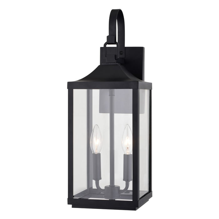 Vaxcel Old Town 2 Light 7"W Outdoor Wall Light, Black/Clear Glass - T0764