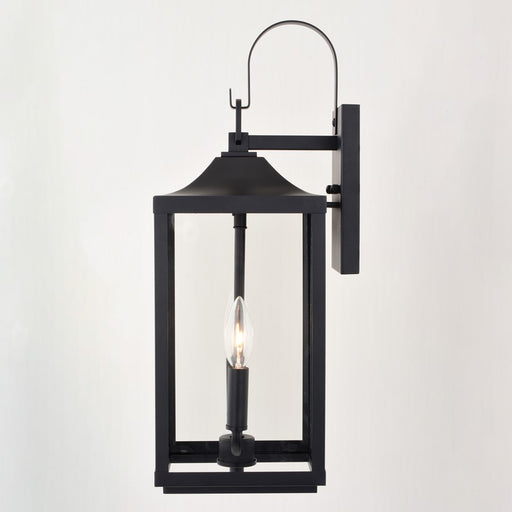 Vaxcel Old Town 2 Light 7"W Outdoor Wall Light, Black/Clear Glass