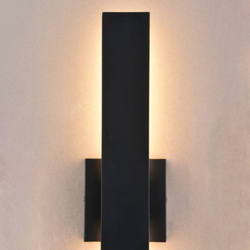 Vaxcel Owen 1 Light 20"H LED Outdoor Wall Light, Black/Frosted Acrylic