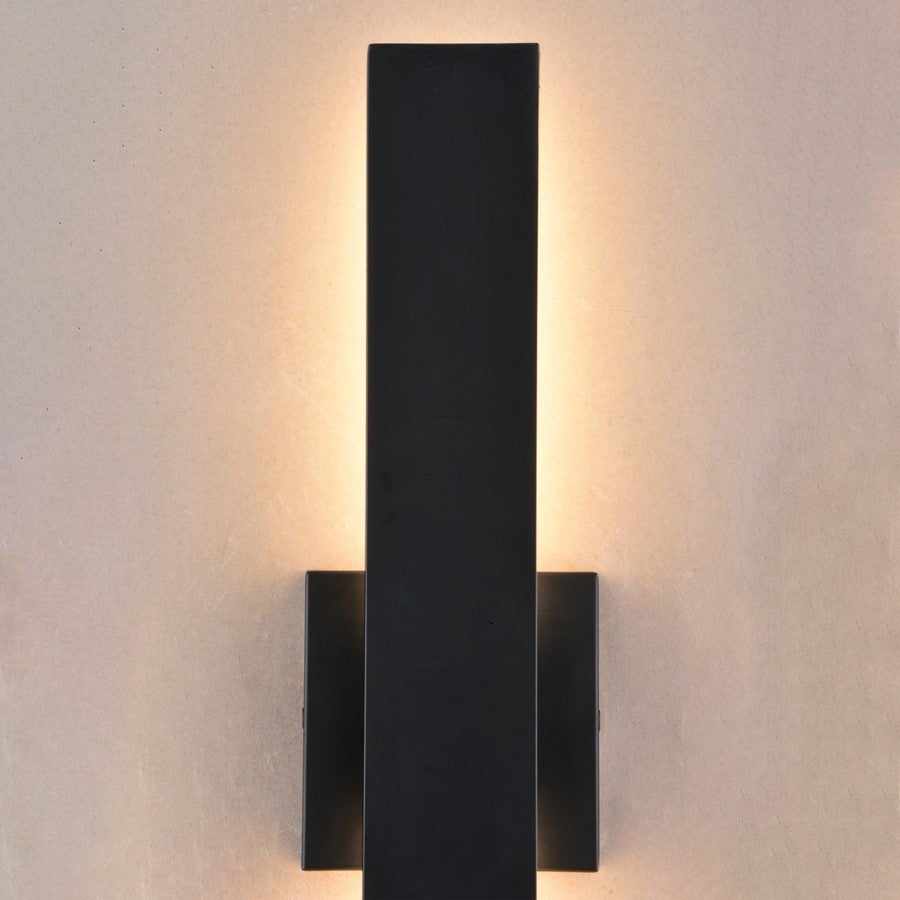 Vaxcel Owen 1 Light 20"H LED Outdoor Wall Light, Black/Frosted Acrylic