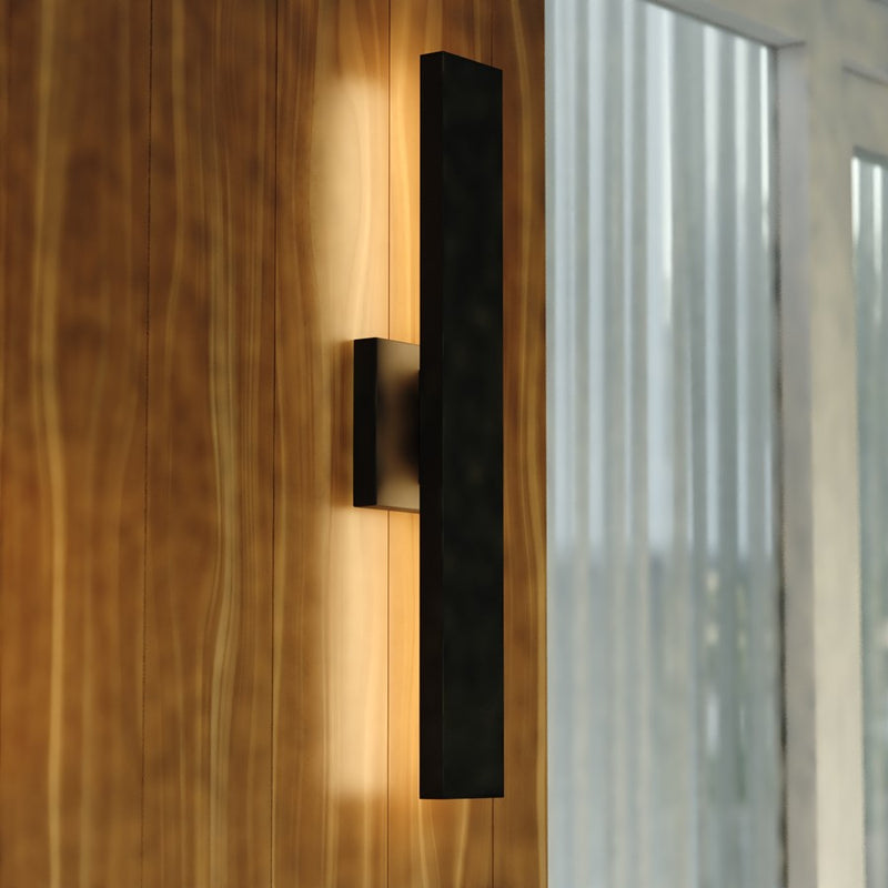 Vaxcel Owen 1 Light 20"H LED Outdoor Wall Light, Black/Frosted Acrylic
