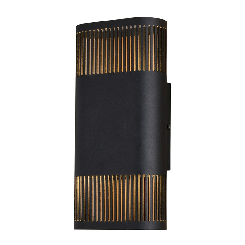 Vaxcel Skyline 2 Light 10.25"H LED Outdoor Wall Light, Black/Black Metal - T0767