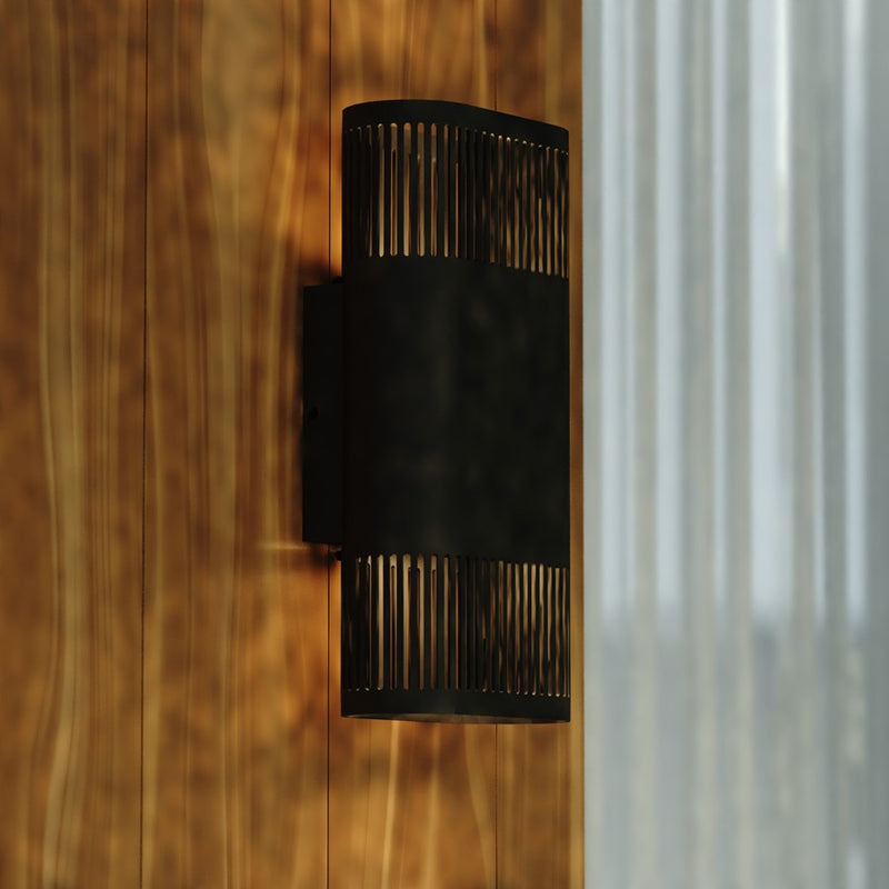 Vaxcel Skyline 2 Light 10.25"H LED Outdoor Wall Light, Black/Black Metal