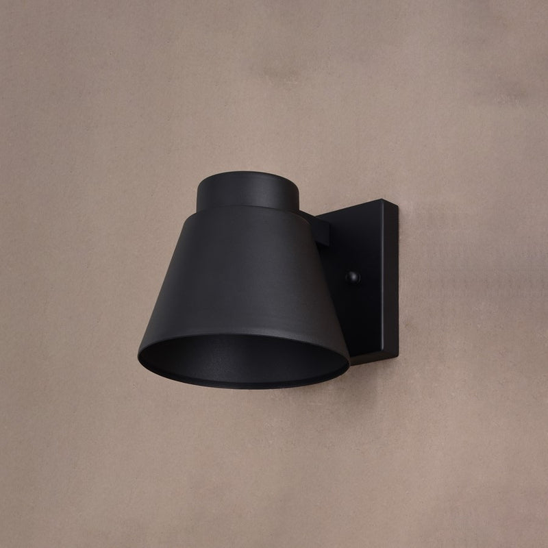 Vaxcel Evans 1 Light 6"W LED Outdoor Wall Light, Black/Black Metal