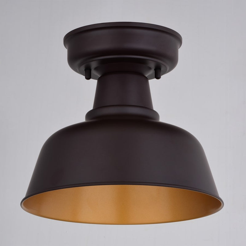 Vaxcel Cody 10.25"W Outdoor Semi-Flush, Bronze/Light Gold/Metal