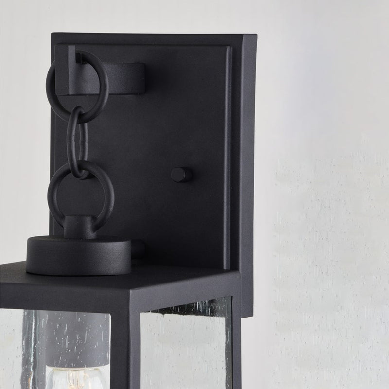 Vaxcel Berkley 1 Light 6"W Outdoor Wall Light, Black/Clear Seeded Glass