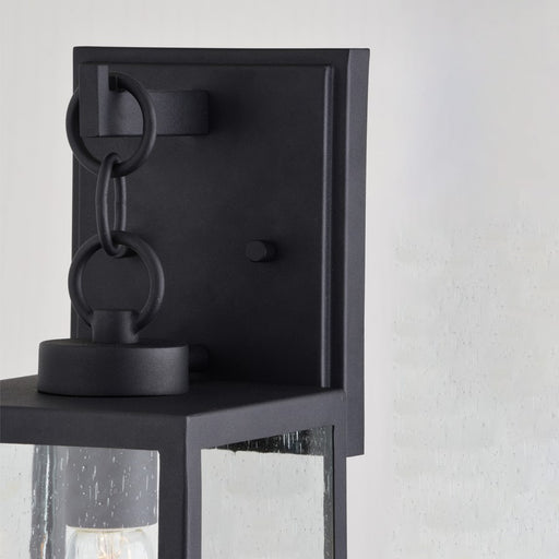 Vaxcel Berkley 1 Light 6"W Outdoor Wall Light, Black/Clear Seeded Glass