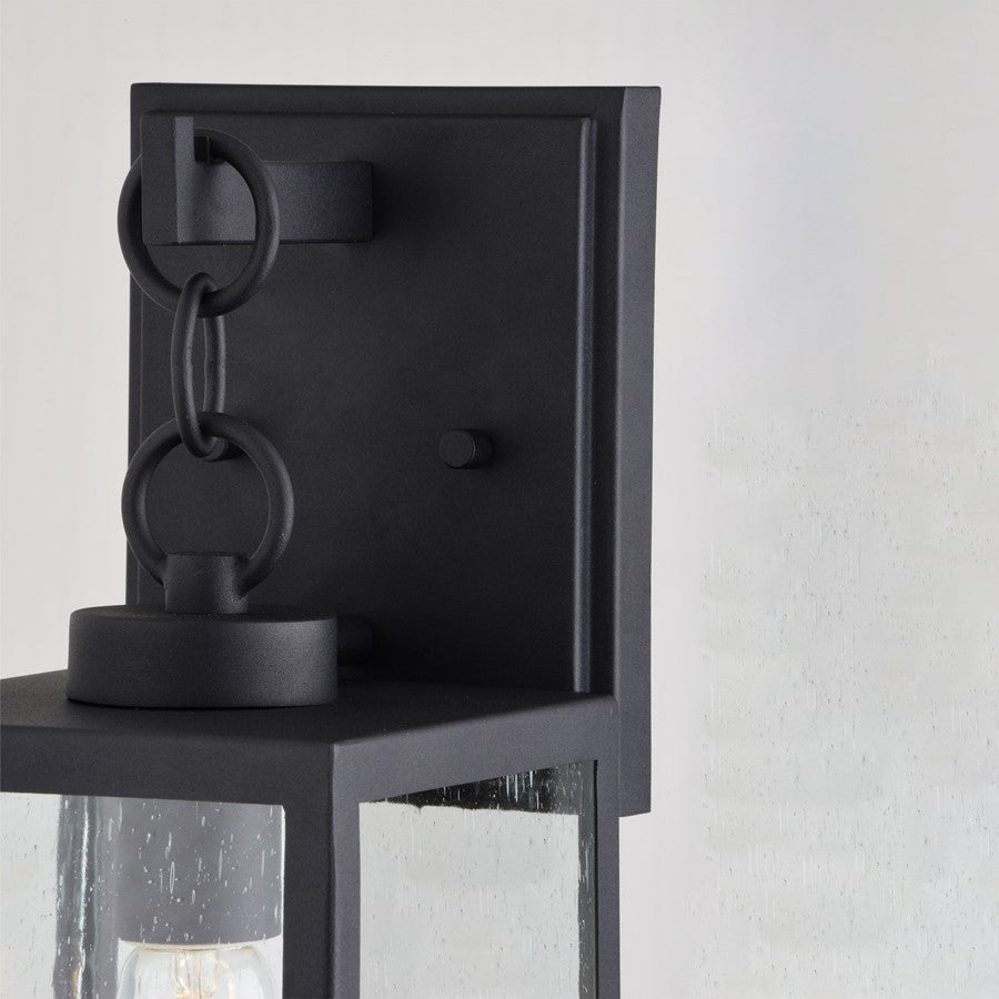 Vaxcel Berkley 1 Light 6"W Outdoor Wall Light, Black/Clear Seeded Glass