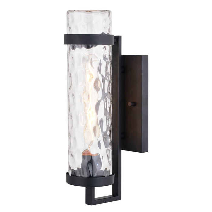 Vaxcel Seymour 1Lt 15.5"H Outdoor Wall Light, Black/Clear Water Glass - T0772
