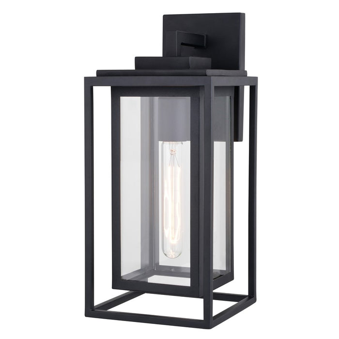 Vaxcel Filmore 1 Light 7"W Outdoor Wall Light, Black/Clear Glass - T0773