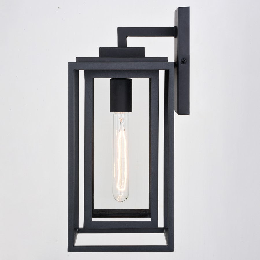 Vaxcel Filmore 1 Light 7"W Outdoor Wall Light, Black/Clear Glass