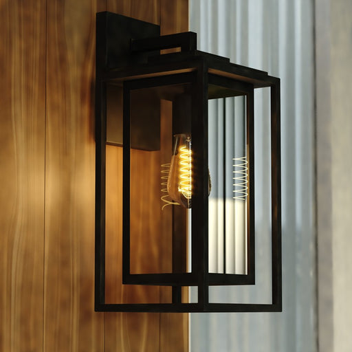 Vaxcel Filmore 1 Light 7"W Outdoor Wall Light, Black/Clear Glass