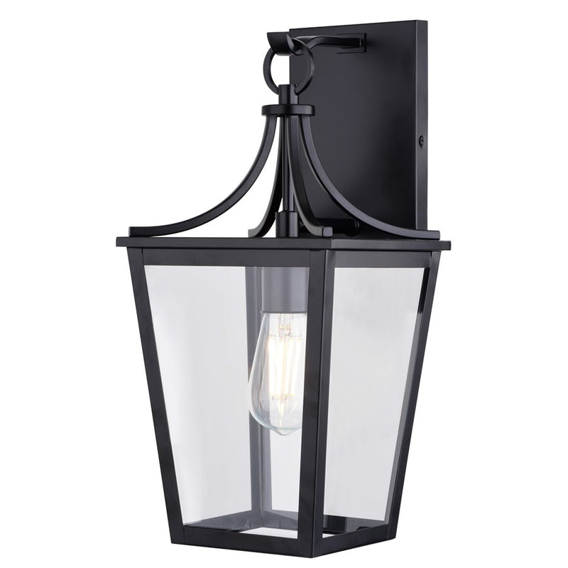 Vaxcel Cottage Grove 1 Light 7.5"W Outdoor Wall Light, Black/Clear Glass - T0774