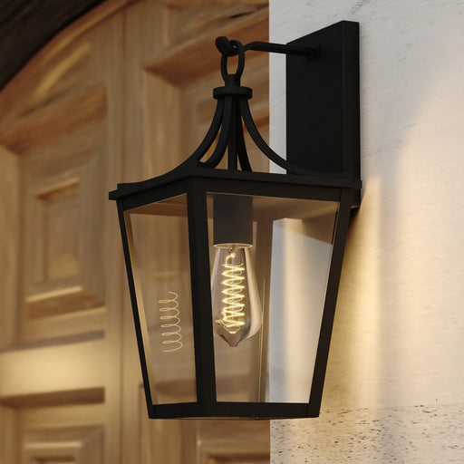 Vaxcel Cottage Grove 1 Light 7.5"W Outdoor Wall Light, Black/Clear Glass