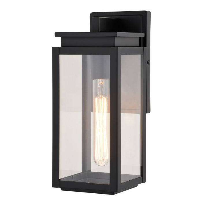 Vaxcel Uptown 1 Light 5"W Outdoor Wall Light, Matte Black/Clear Glass - T0776