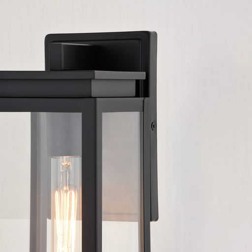 Vaxcel Uptown 1 Light 5"W Outdoor Wall Light, Matte Black/Clear Glass