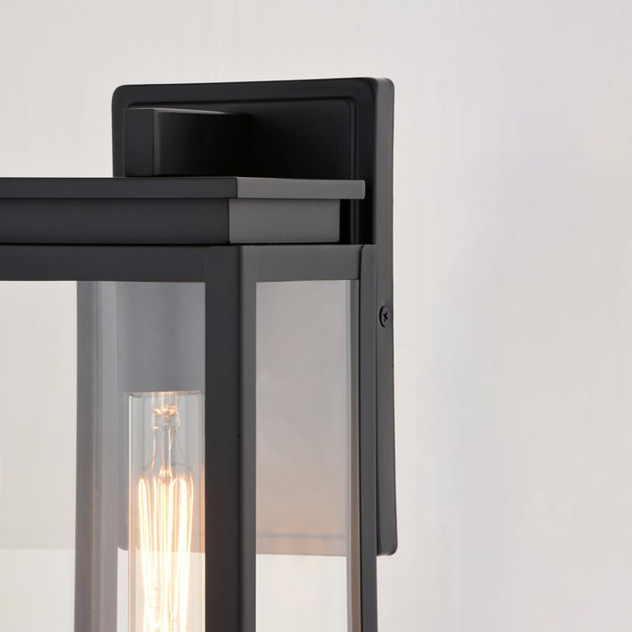 Vaxcel Uptown 1 Light 5"W Outdoor Wall Light, Matte Black/Clear Glass