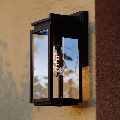 Vaxcel Uptown 1 Light 5"W Outdoor Wall Light, Matte Black/Clear Glass