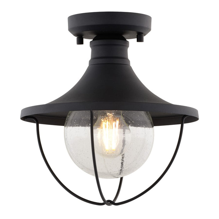 Vaxcel Dunlap 1Lt 10"W Outdoor Semi-Flush Mount, Black/Clear Seeded - T0780