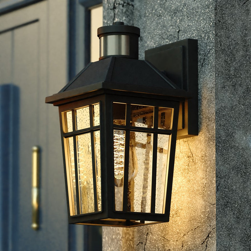 Vaxcel Garfield Park 12" Outdoor Motion Sensor Wall Light, Black/Seed