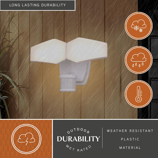 Vaxcel Almora 2Lt 12"W LED Outdoor Motion Sensor, White/Frosted Acrylic