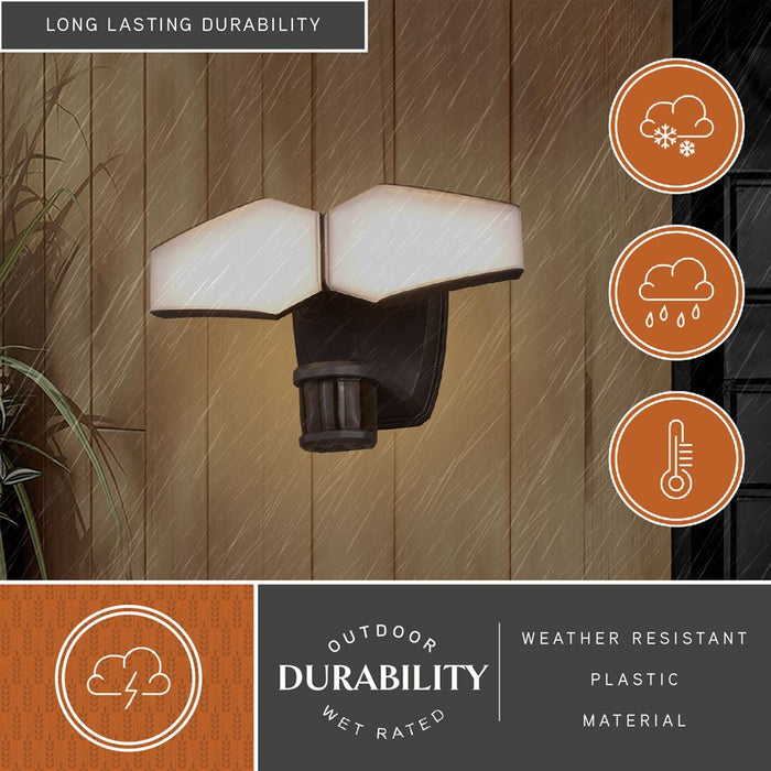 Vaxcel Almora 2Lt 12"W LED Outdoor Motion Sensor, Bronze/Frosted Acrylic