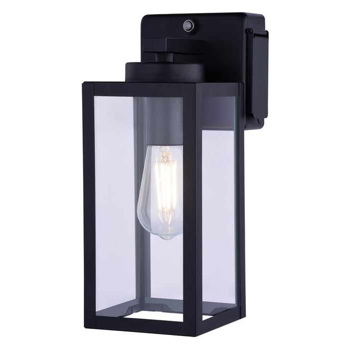 Vaxcel Lombard 1Lt 5" Outdoor Wall Light/GFCI Outlet Black/Clear Glass - T0786