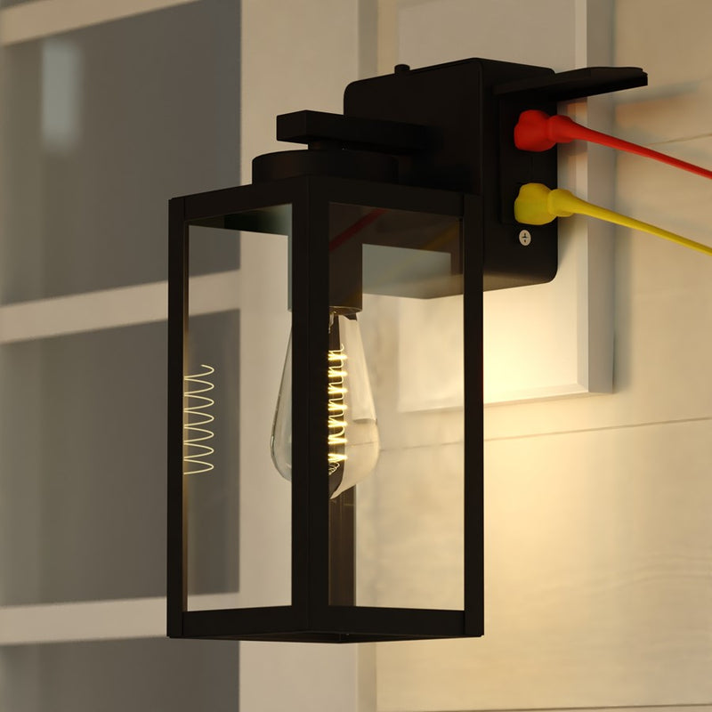 Vaxcel Lombard 1Lt 5" Outdoor Wall Light/GFCI Outlet Black/Clear Glass
