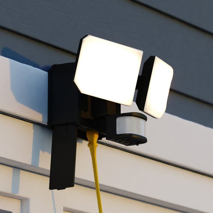 Vaxcel 10.5" 2 Lt LED Outdoor Motion Sensor Security Flood Lt, Black