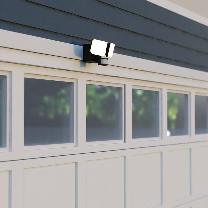 Vaxcel 10.5" 2 Lt LED Outdoor Motion Sensor Security Flood Lt, Black